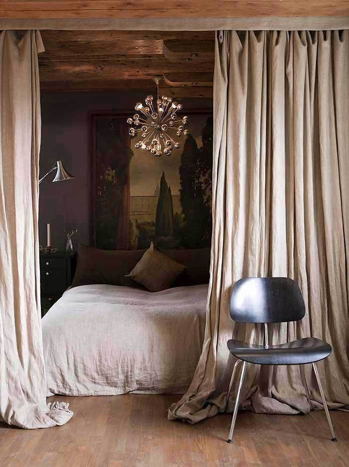 ... that space using curtains hung from ceiling rods | Design Indulgences